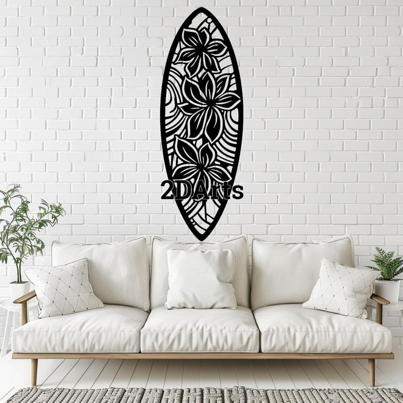Surfboard 2D Wall Art/Window Art - Digital STL & SVG Files for 3D Printing and Laser Cutting