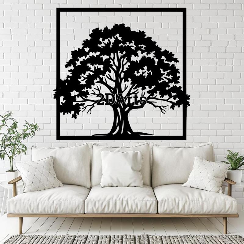 Tree 2D Wall Art/Window Art - Digital STL & SVG File for 3D Printing or Laser Cutting