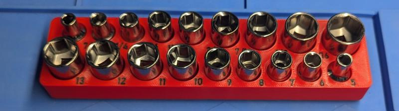 Gridfinity Bin for SAE & Metric Sockets