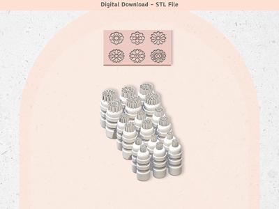 Flowers X 6 Stamps for Polymer Clay | Set of 6 | Digital STL File | Clay Tools | Clay Cutters