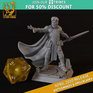 Male Mage - Battlemages & Spellblades - Titan Forge Miniatures April 2020