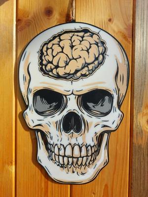Halloween scary Skull with brain window decoration