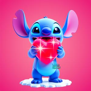 Stitch Heart STL - Chibi Cute Alien Holding Heart - Valentine 3D Print Figure