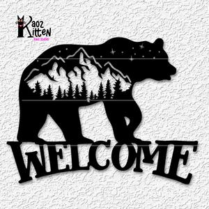 welcome bear sign wall art mountain cabin decor