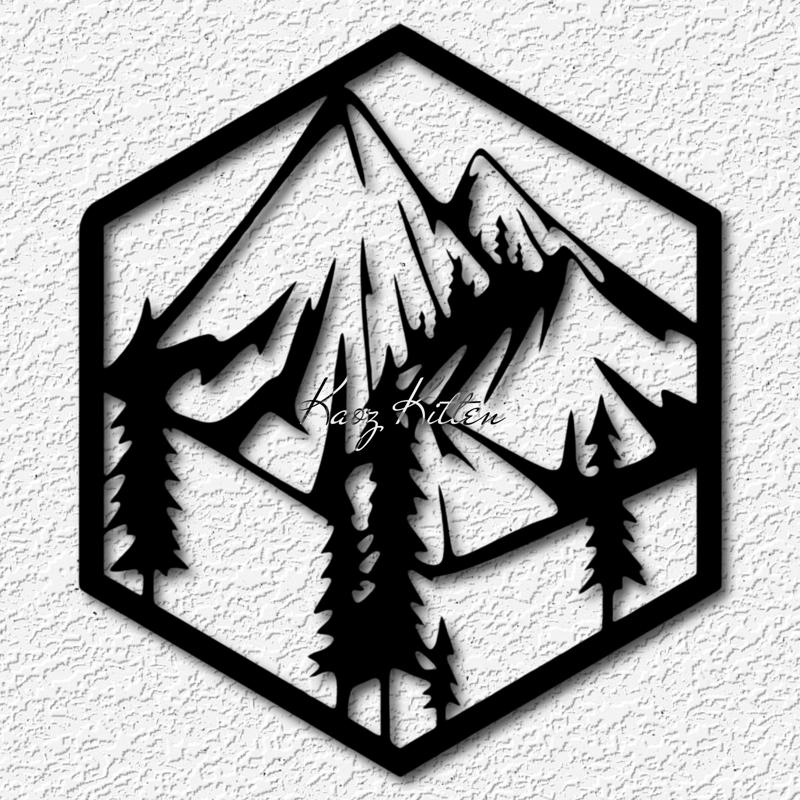 Mountains with Pine Trees wall art outdoor scene home decor