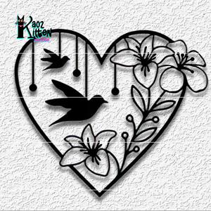 birds with flowers valentines day wall art lovers decor