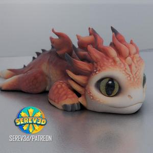 Baby Fire Elemental Dragon - Articulated - 3D print STL and multicolor 3MF file