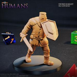 Human Sword Knight 1A Miniature - Pre-Supported