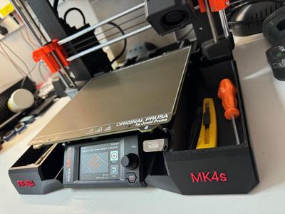 Prusa MK4s Side Bin with print sheet slot and usb drive slots (wip)