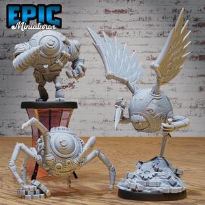 Clockwork Mono Drone Set / Steam Servant / Warrior Control Mechanism / Infantry Machine / Humanoid Steampunk Battle Construct /  Evil Steel Fighter / Automaton Fighter / War Robot / Society Technology Encounter