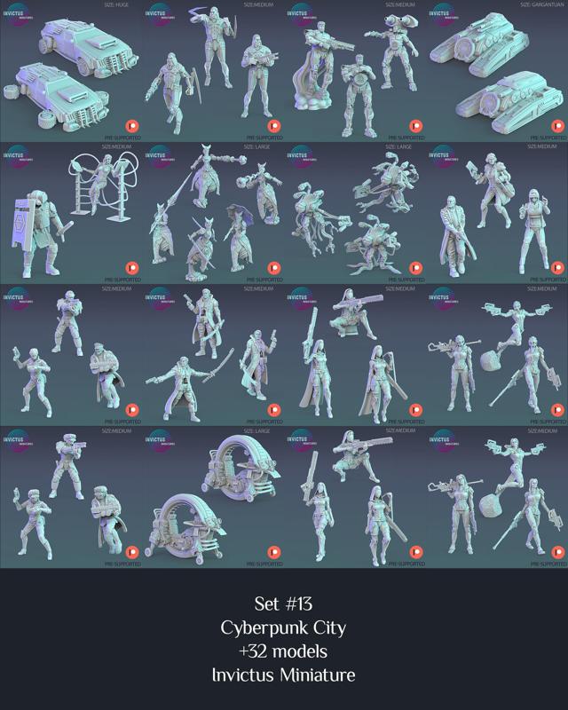 Cyberpunk City Set / Future AI Encounters / Cyber Machine & Robots Collection / Pre-Supported