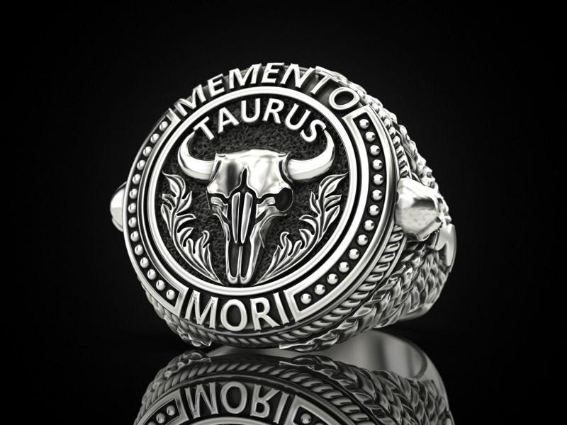Zodiac skull ring Taurus