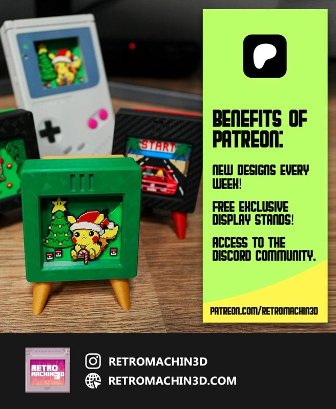 PIKACHU CHRISTMAS - Pixel Voxel Art Frame (No support, 3MF included)