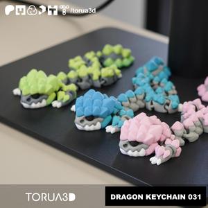 Articulated dragon keychain 031 - Print in place - No supports - Free - 3mf - STL