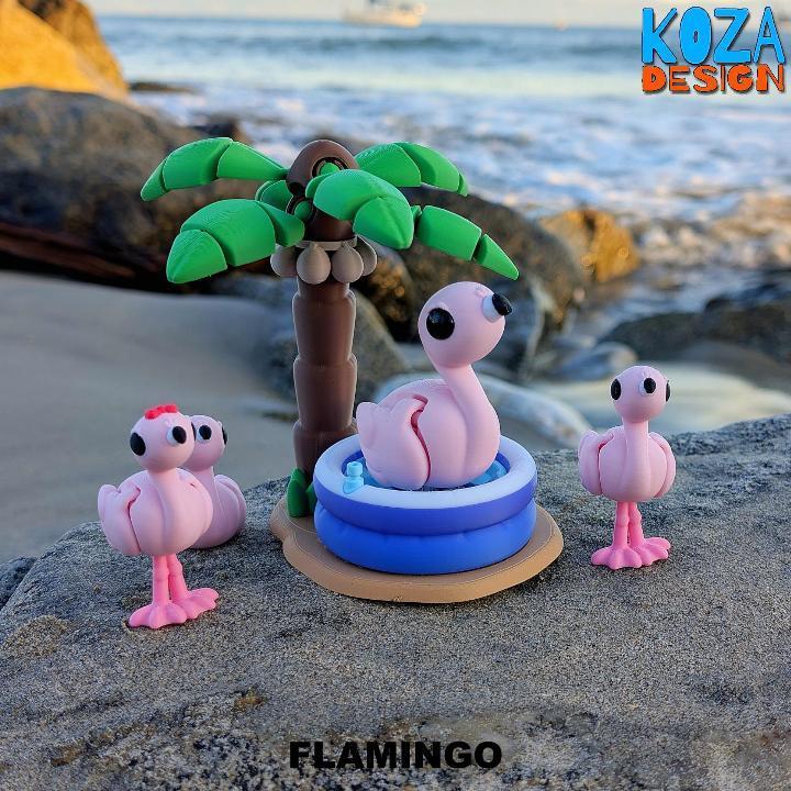 FLAMINGO, mini, keychain, clicker and palm tree