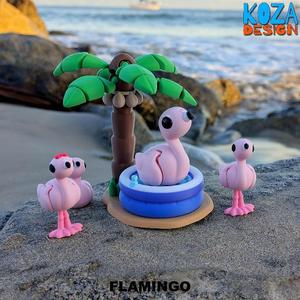 FLAMINGO, mini, keychain, clicker and palm tree