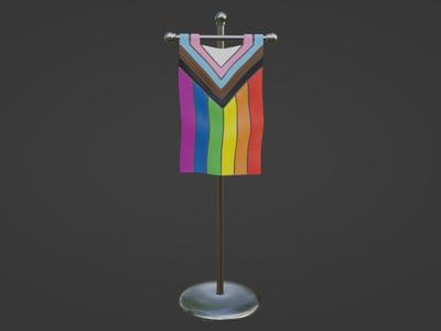 LGBT+ Progress Pride Flag Banner Miniature for Tabletop Games
