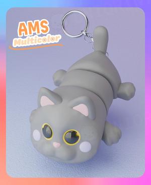 Flexi British ShortHair Cat Laying Down Keychain (Multicolor)