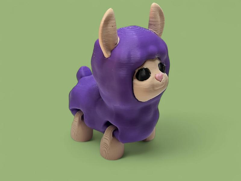 Cute kawaii articulated cartoon llama