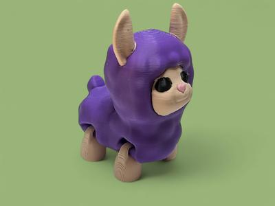 Cute kawaii articulated cartoon llama