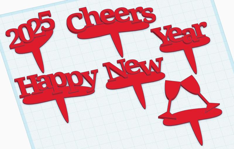 2025 New Years Cupcake Toppers