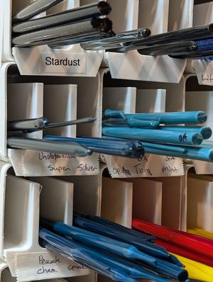 Dividers for 2.5" downspout glass rod storage