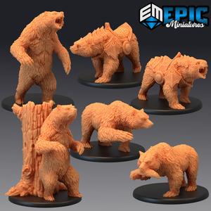 Grizzly Bear Set / Wild Animal / Black Forest Encounter / Brown Polar