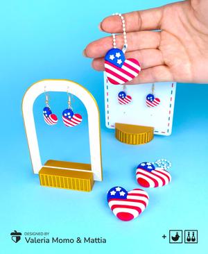 USA Heart Keychain Earrings – 4th of July Edition