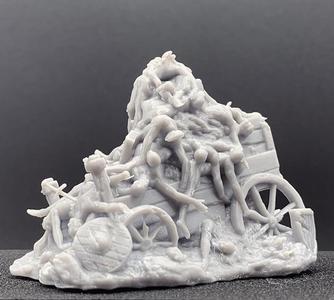 Pile of bodies on a wagon