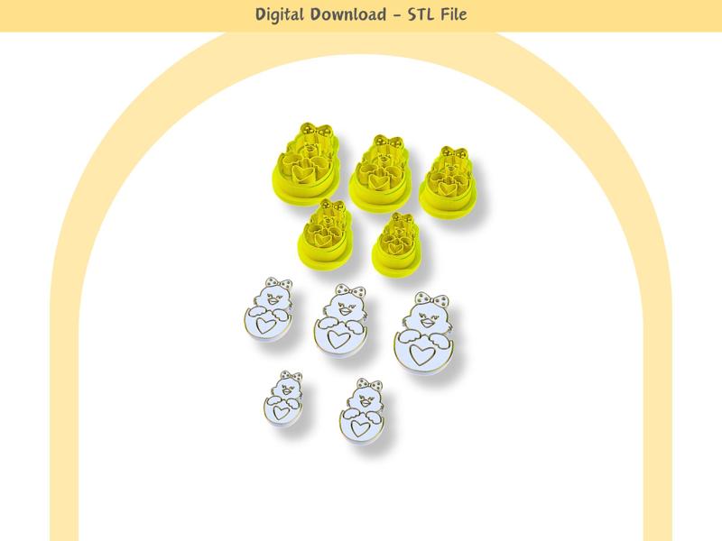 Easter Chick Polymer Clay Cutter STL File, Digital STL File, Clay Tools, 5 Sizes Clay Cutters