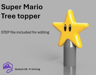 Classic Mario star christmas tree topper (With STEP file)