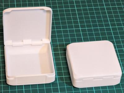 Small storage box with hinge