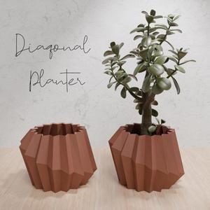 3d printing stl file of diagonal planter pot garden decoration for 3d printer