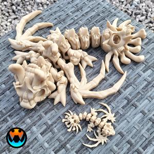 Tiny Hollow Dragon and Wyvern, Easy Print in Place, Halloween Bone Dragon