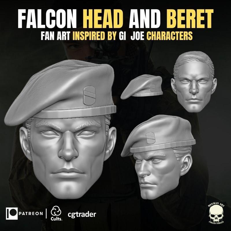 Falcon Fan Art Head and Beret For Action Figures