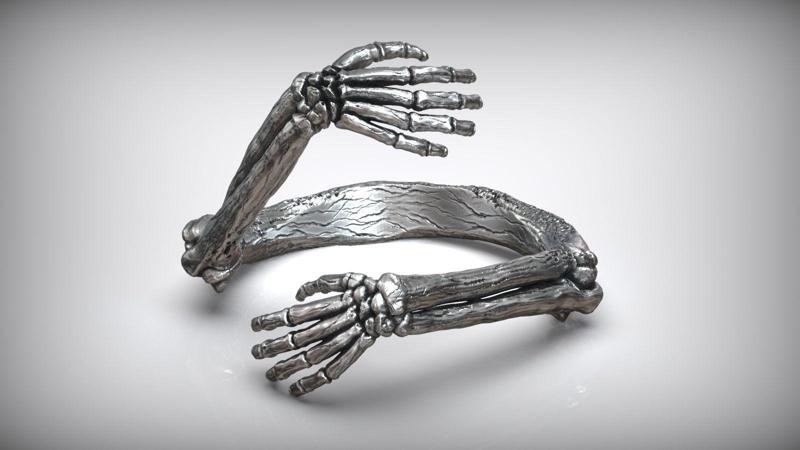 Skeleton Hugged Bone Hands Adjustable Unisex Ring