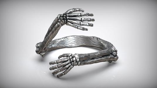 Skeleton Hugged Bone Hands Adjustable Unisex Ring