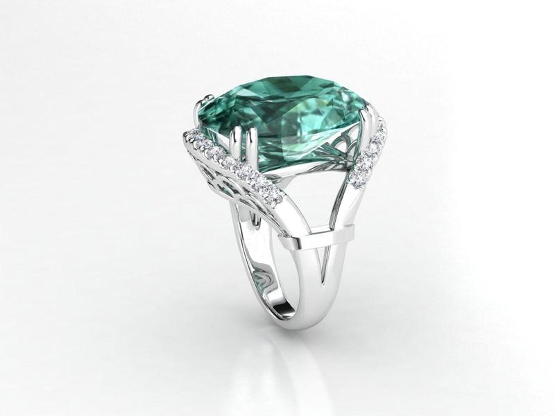 ZLR0131 emerald and diamond ring