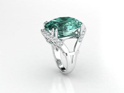 ZLR0131 emerald and diamond ring