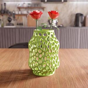 3D Futuristic Wireframe Vase STL File - Modern Flower Vase for Home Decor, Unique Desk Vase, 3D Printable Indoor Vase, Digital Flower Pot