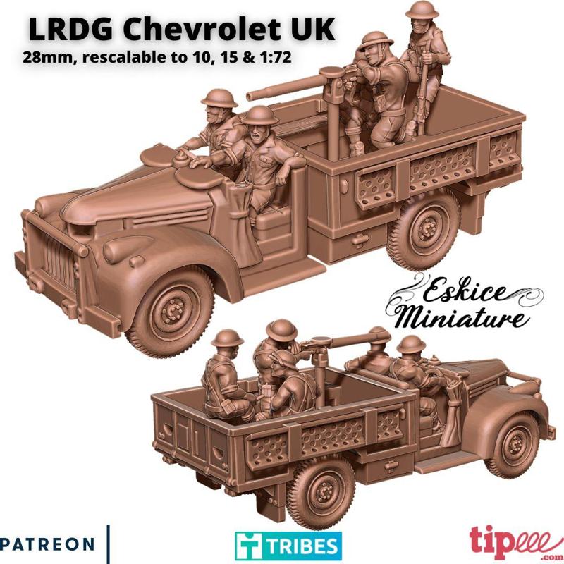 LRDG Chevrolet car with UK crew - 28mm