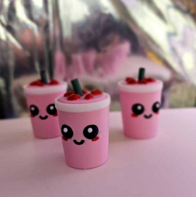St*rb*cks Pink Drink Clicker Fidget and Keychain