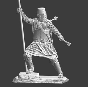 Medieval crusader knight - banner and mace