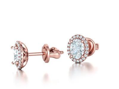 Delicate Oval Diamond Studs with 7x5 Oval stone printable model