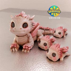 Cherry Blossom Dragon - Poseable Fantasy Dragon - Articulated Flexi - No Supports 3D Print STL/3MF