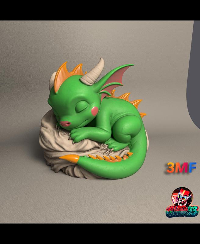 cute Sleeping baby Dragon /STL + 3MF Multicolor 