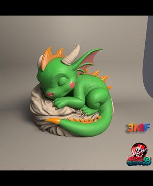 cute Sleeping baby Dragon /STL + 3MF Multicolor 