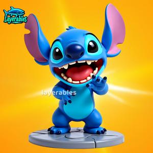 Chibi Stitch STL - Happy Alien with Paw Pose - Cute 3D Print Model for Collectors
