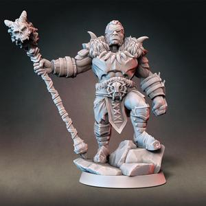 Half-orc Barbarian Type B w/ Modular Hands + 4 Weapons (Presupported)
