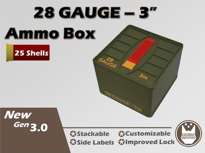 Ammo Storage Box 28 Gauge 3 inch 25 Shells / Round